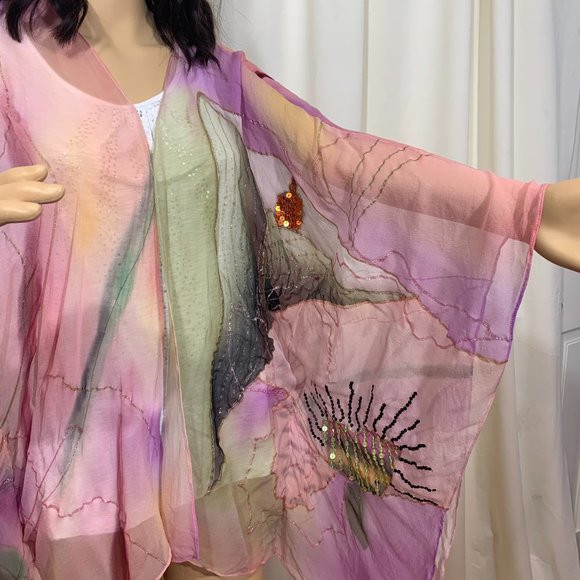 Silk Sequins & Beaded Coverup - Picture 4 of 12